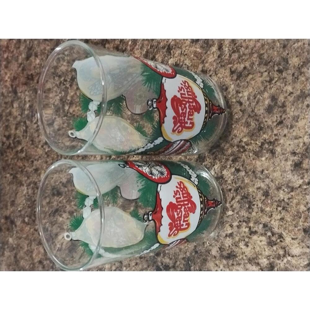 Vintage Libbey season greetings Christmas glasses